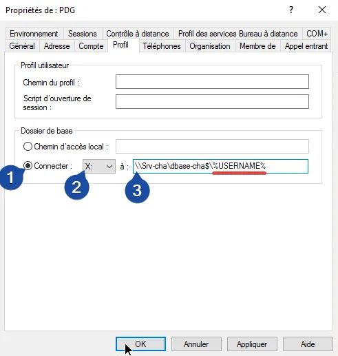 Paste the network share path.
%USERNAME% creates a folder named after each user