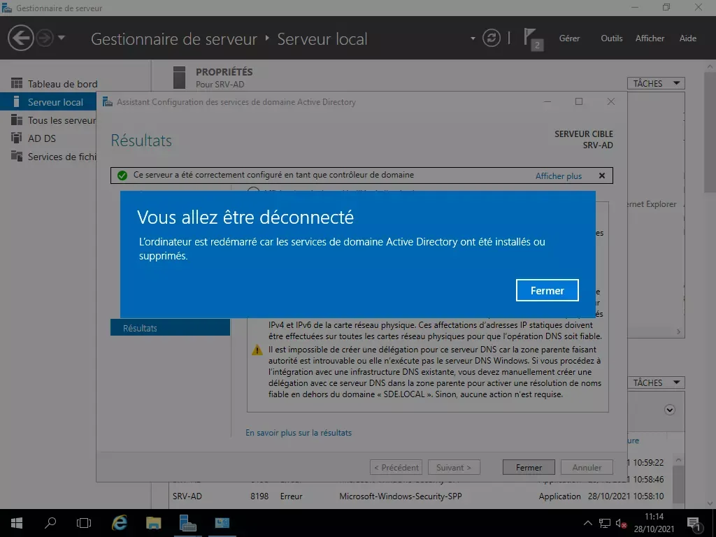 Le serveur redémarre.