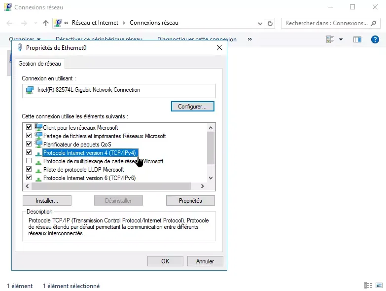 Double-cliquez sur Internet Protocol Version 4 (TCP/IPv4)