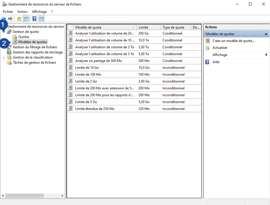 List of default templates